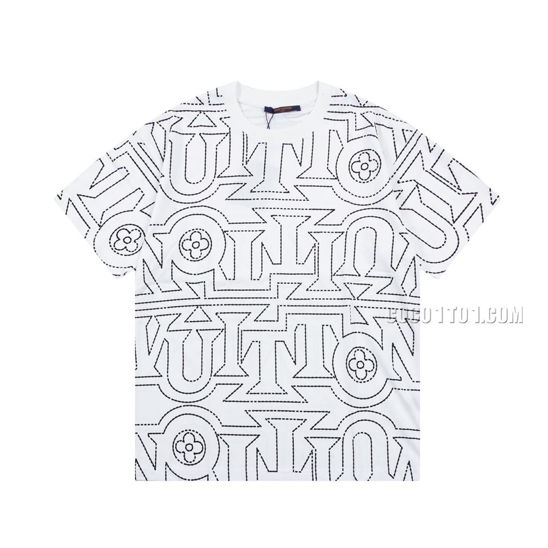 Louis Vuitton letter curved maze print short-sleeved T-shirt NLOUIS VUITTON42307
