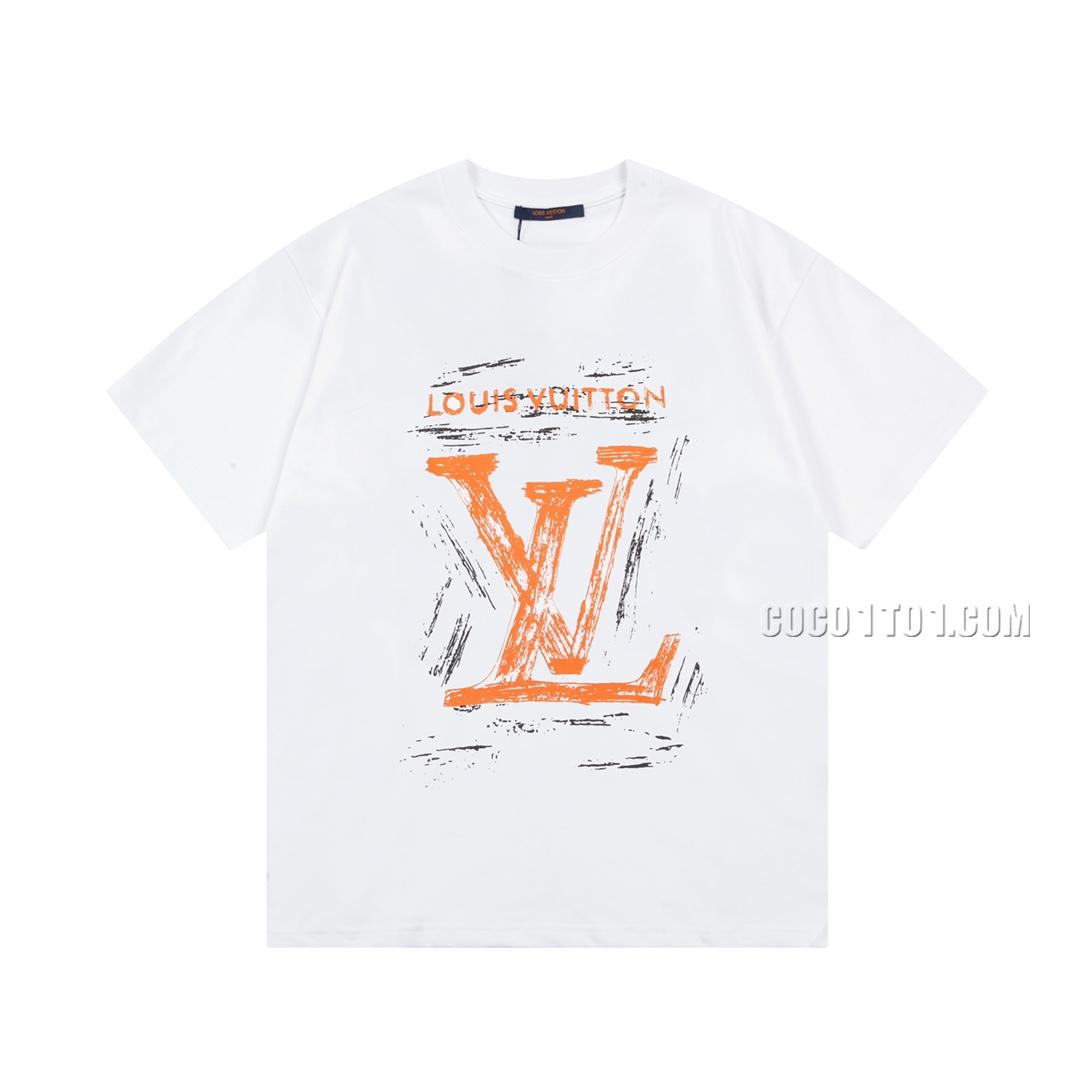 Louis Vuitton hand-drawn graffiti letter print short-sleeved T-shirt NLOUIS VUITTON42307
