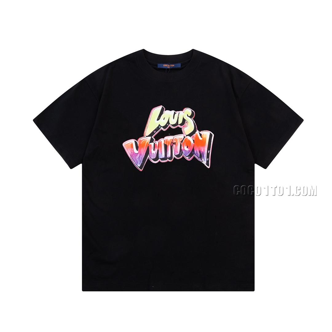 Louis Vuitton Gradient Graffiti Letter Print Short-sleeved T-shirt NLOUIS VUITTON42307