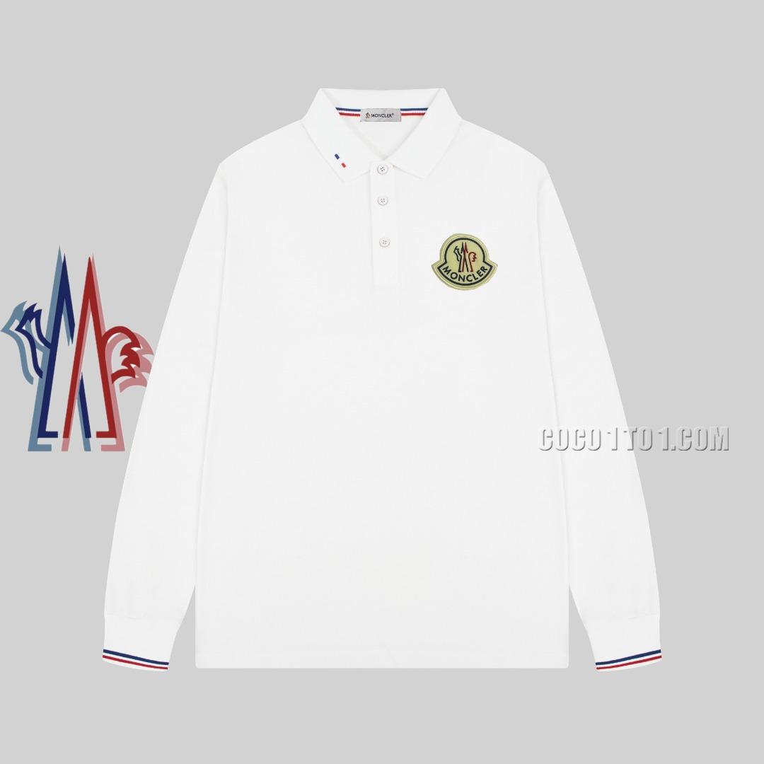 Moncler Embroidered Badge Turn-Down Collar Long-Sleeve Polo Shirt NMONCLER42304
