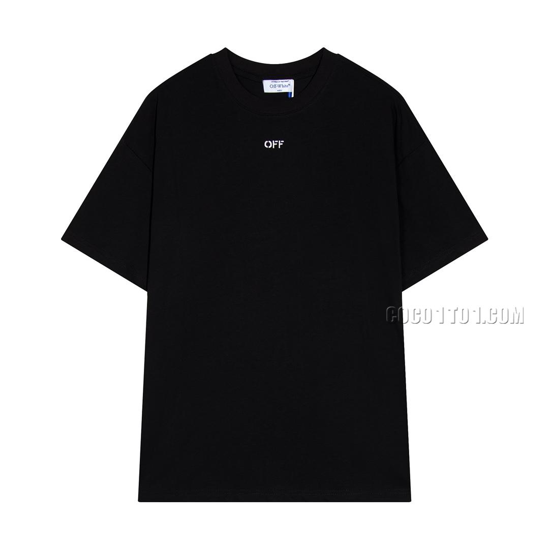 Off-White 2024 Spring/Summer New Embroidered Diagonal Striped Short Sleeve T-shirt NOFF-WHITE42305
