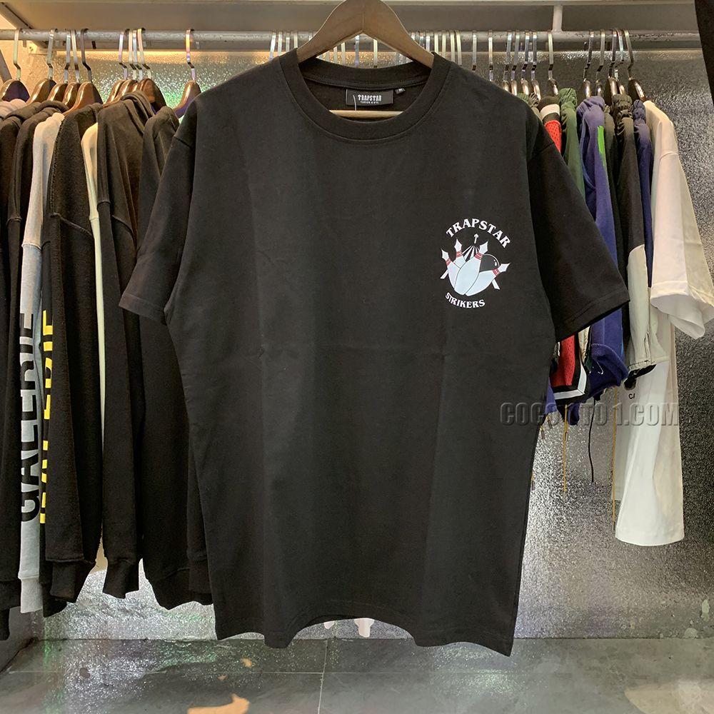 Niche brand Trapstar STRIKERS Bowling Letter Print Pure Cotton Double Yarn High-Quality Casual Short Sleeve T-Shirt