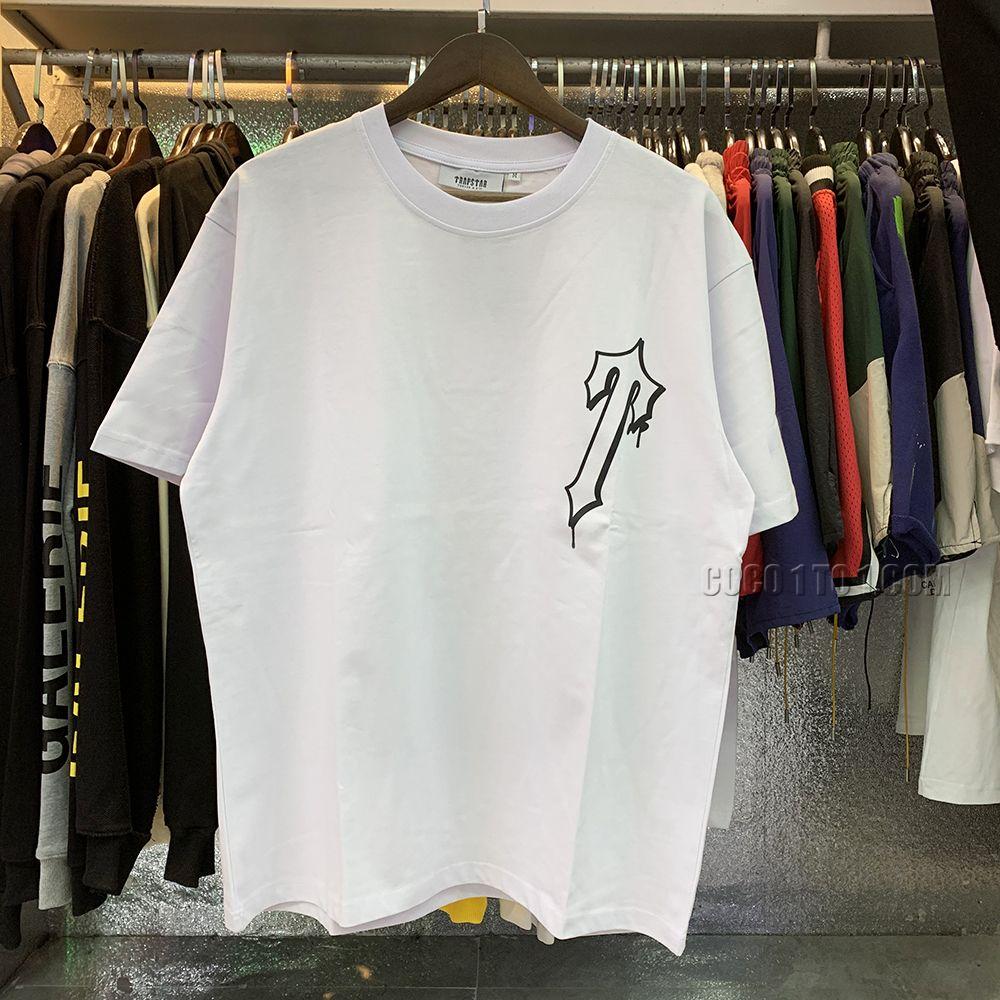 Niche brand Trapstar Irregular Letter Print High-Quality Pure Cotton Double Yarn Loose Short Sleeve T-Shirt Unisex