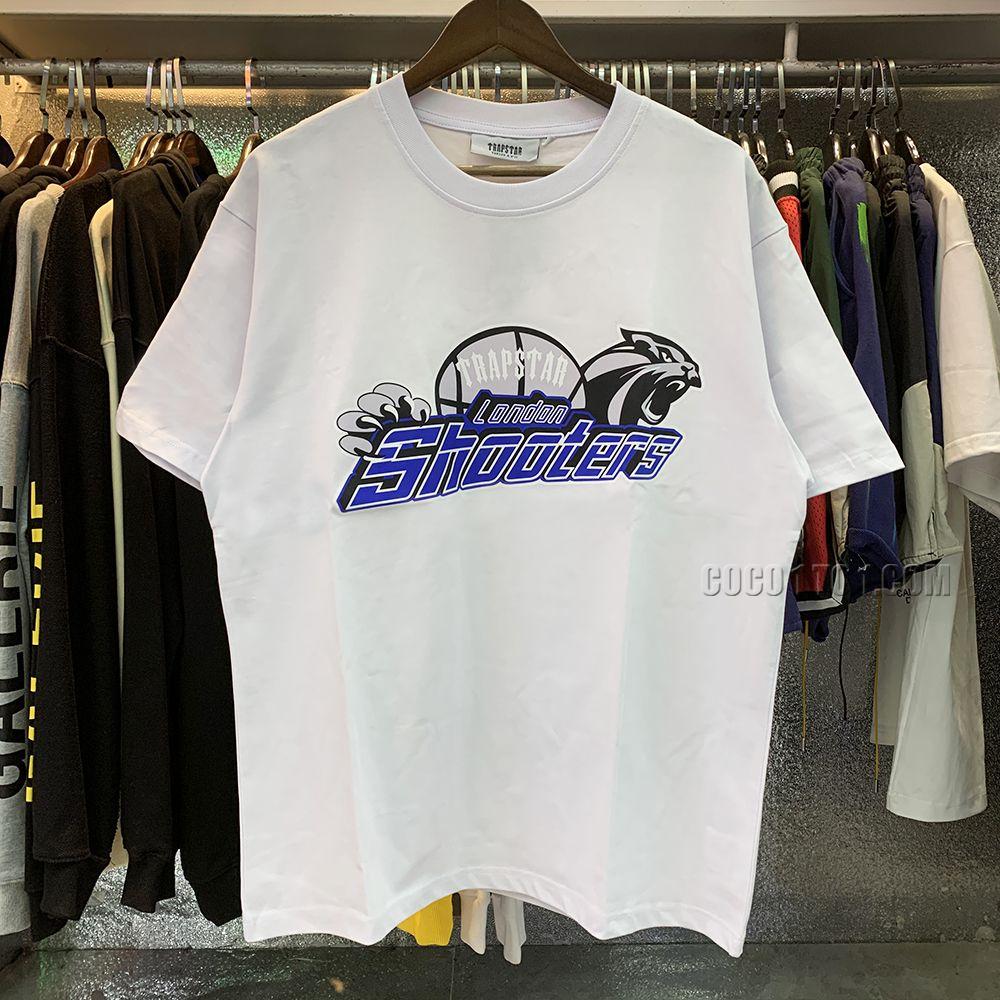 Niche brand Trapstar London Basketball Shooter Print High-Quality Pure Cotton Double Yarn Loose Short Sleeve T-Shirt Unisex