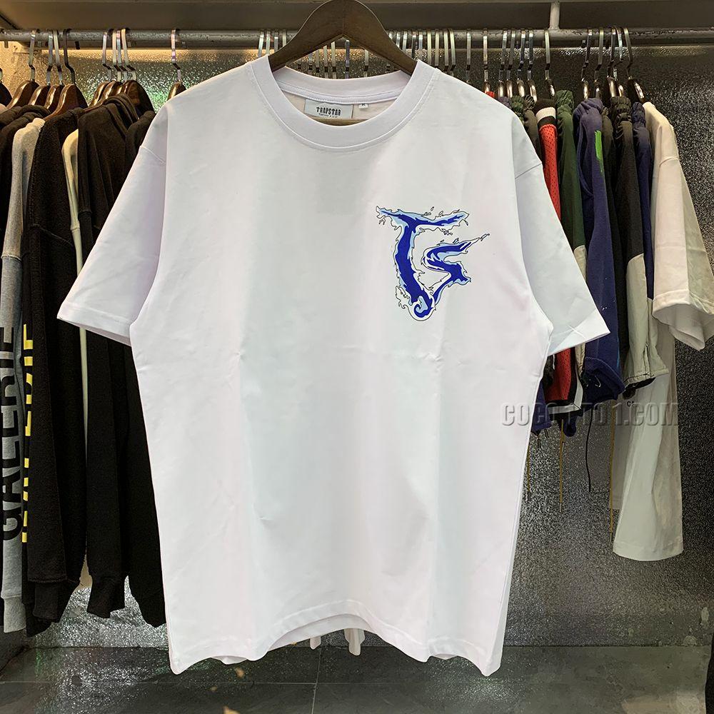 Niche brand Trapstar Speedboat Splash Print High-Quality Heavyweight Pure Cotton Double Yarn Loose Casual Short Sleeve T-Shirt Unisex