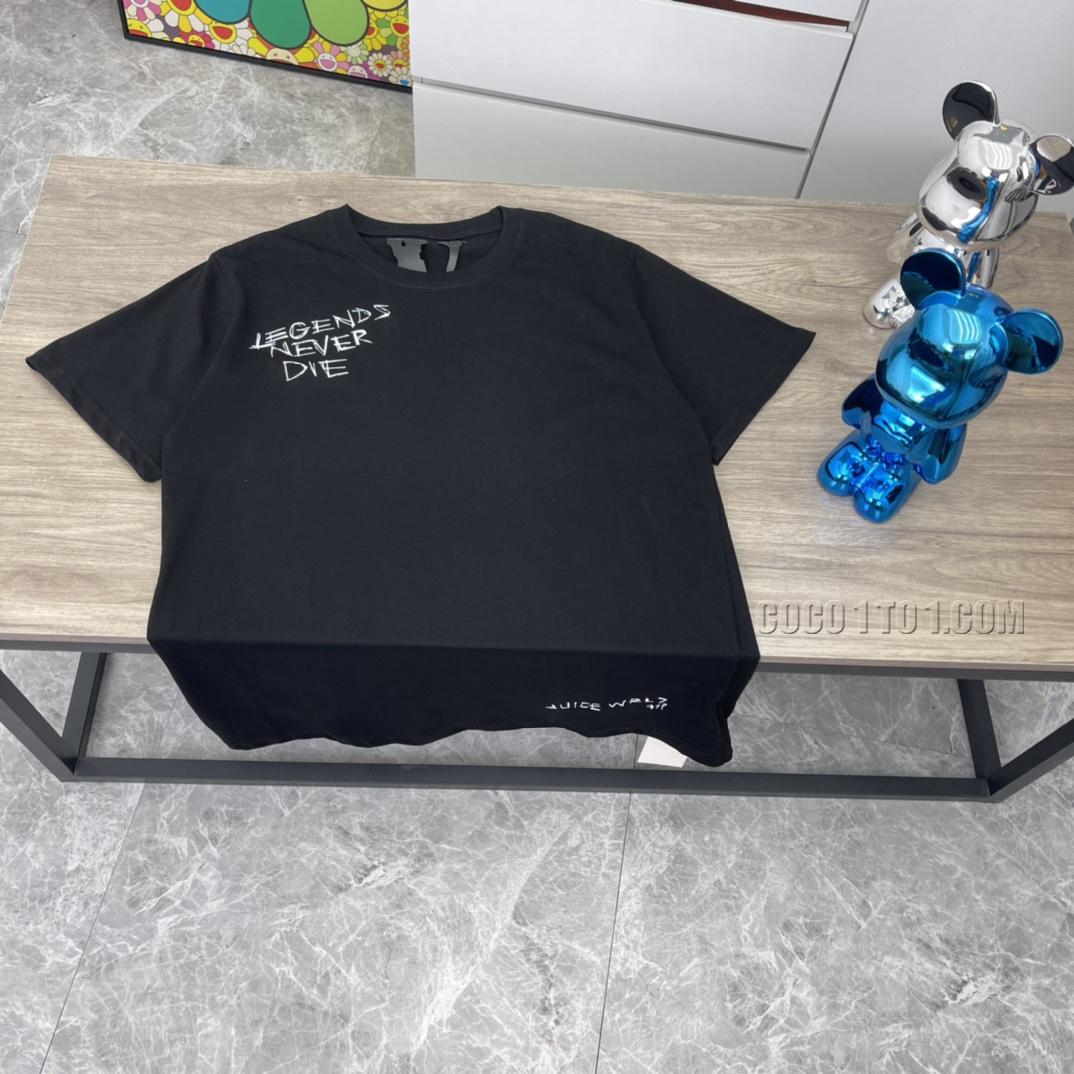 VLONE high-quality big V hot-fixed imported white ink print short sleeve