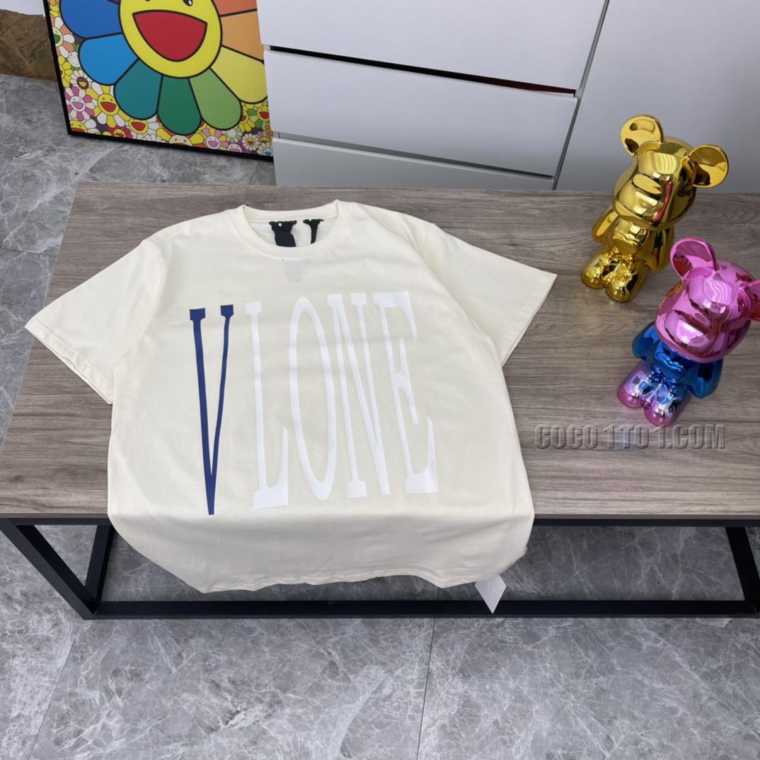 VLONE high-quality oil painting letter print big V short sleeve