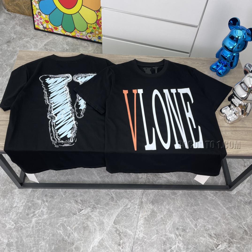 VLONE high-quality hand-drawn logo big V short sleeve