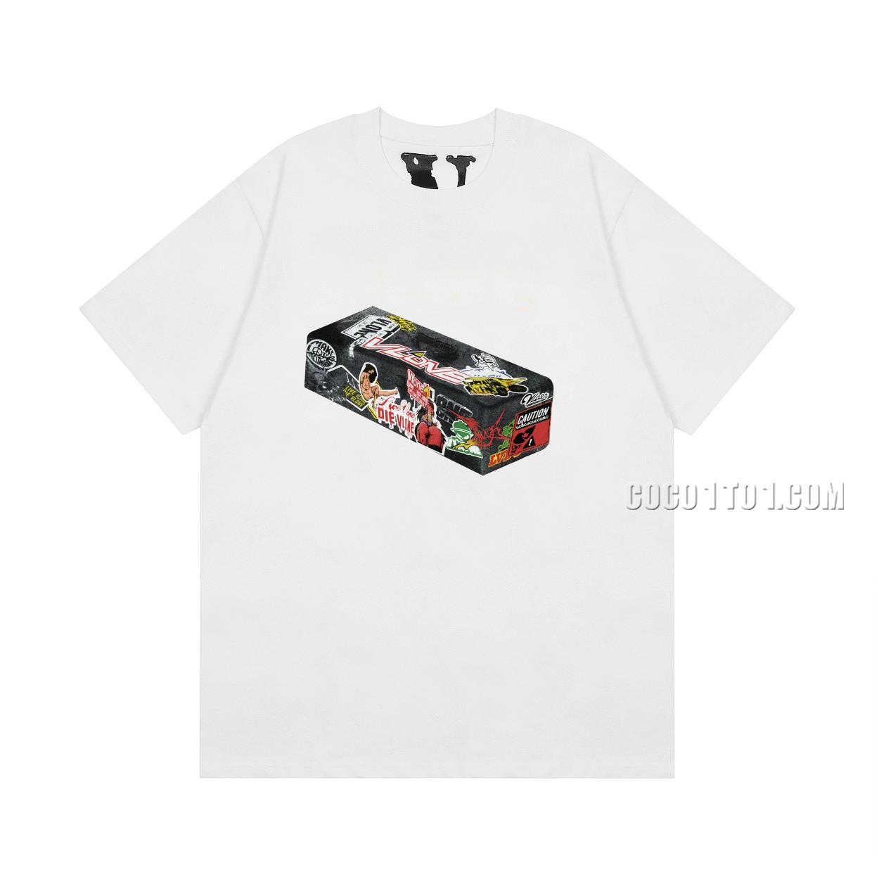 VLONE high-quality big V hot-fixed imported white ink print short sleeve