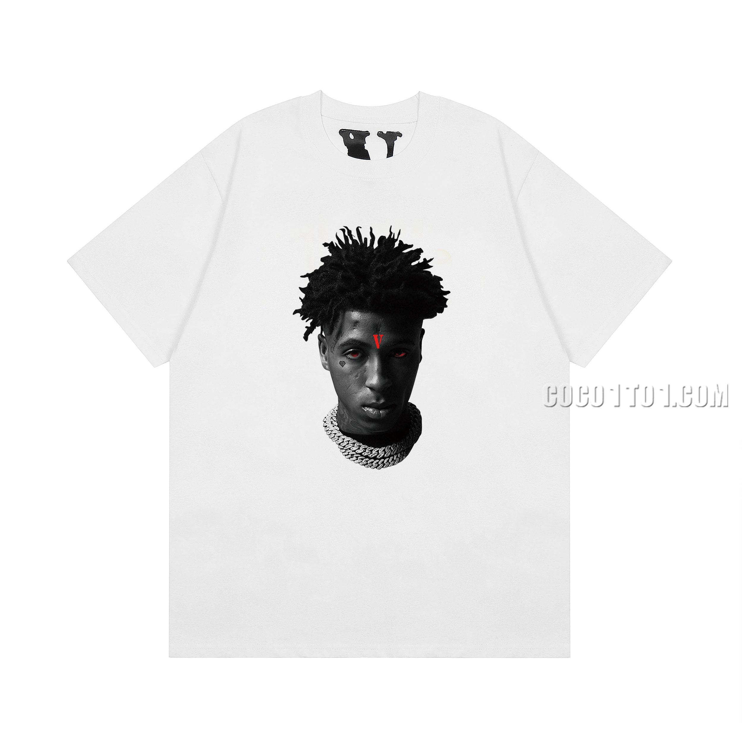 VLONE high-quality big V hot-fixed imported white ink print short sleeve