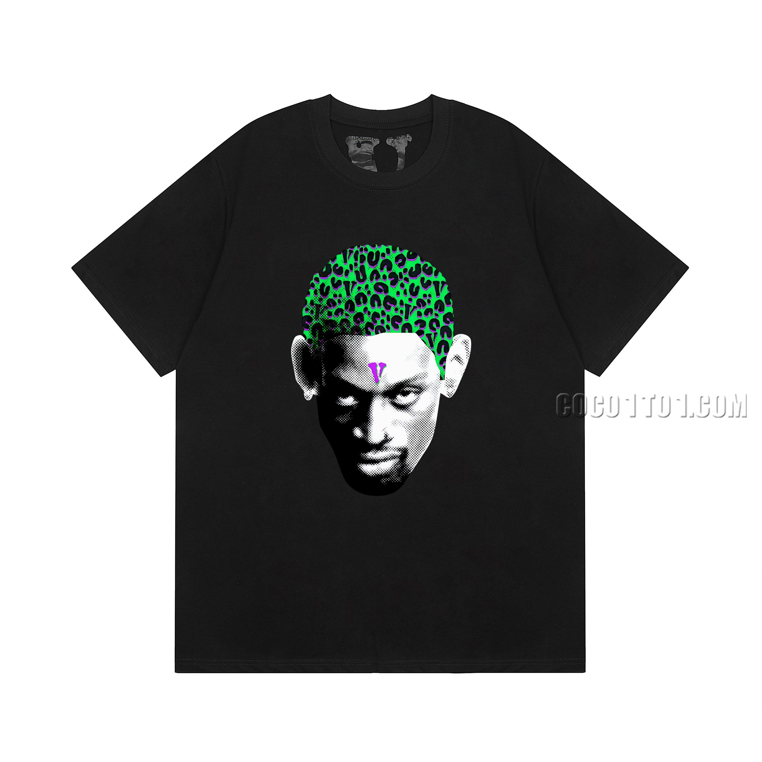 VLONE high-quality big V hot-fixed imported white ink print short sleeve
