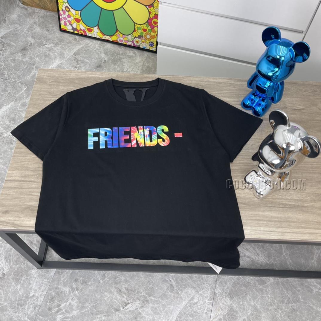 VLONE high-quality rainbow tie-dye big logo big V short sleeve