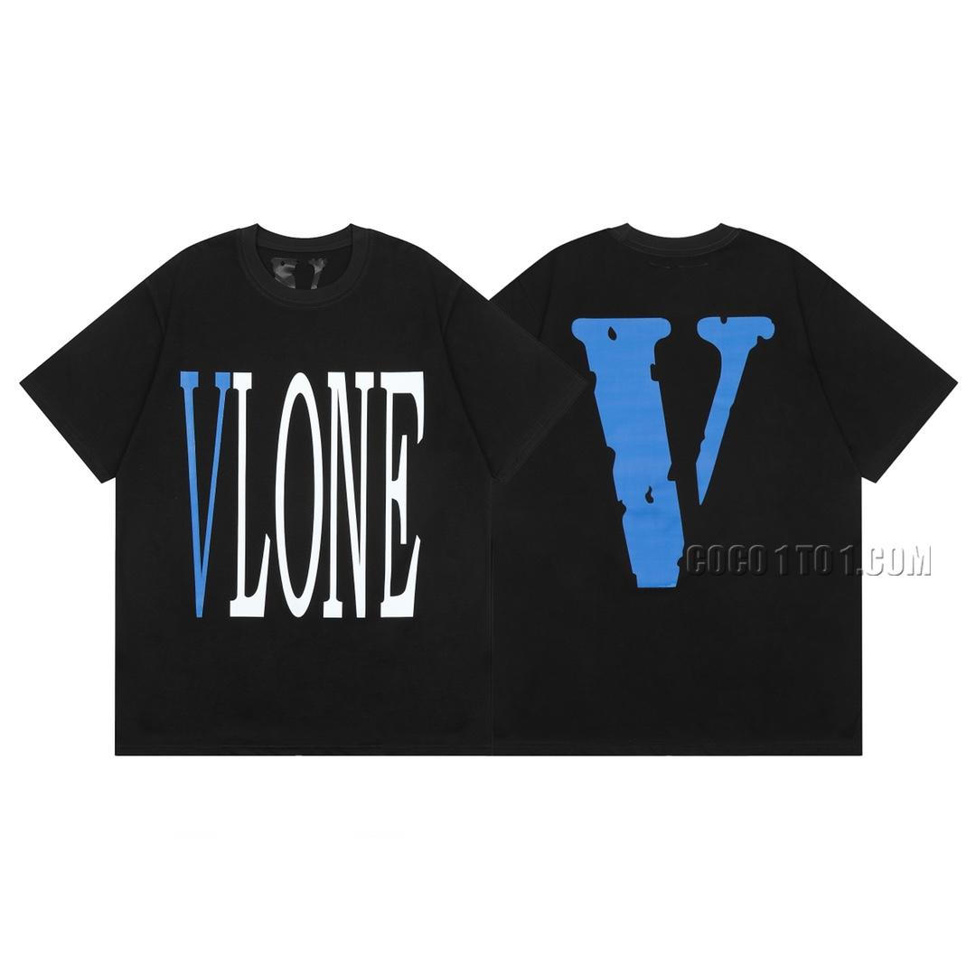 VLONE high-quality black blue big V short sleeve