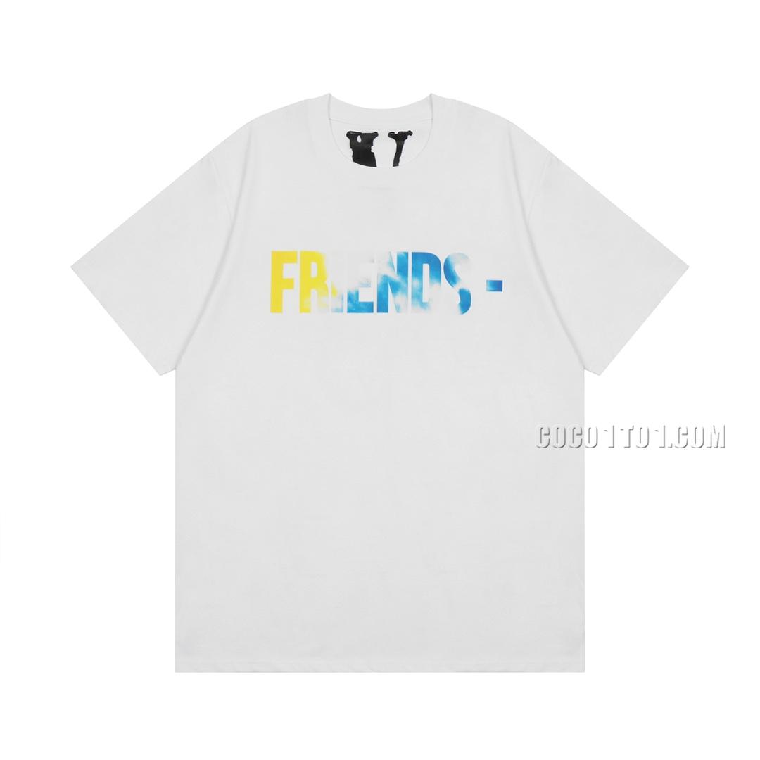 V12 VLONE high-quality blue yellow tie-dye big V short sleeve