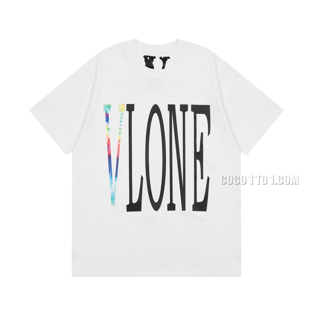 VLONE high-quality rainbow tie-dye big V short sleeve