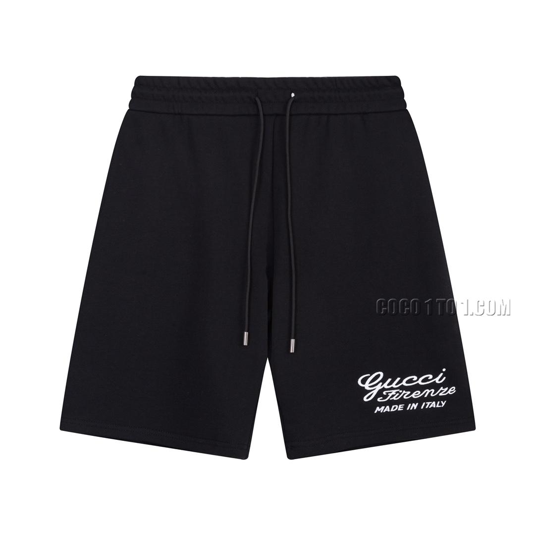 Gucci Alphabet Double G Letter Embroidery Logo Side Woven Belt Capri Pants