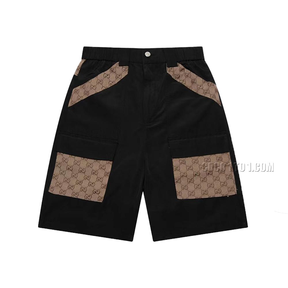 Gucci High-Quality Early Spring Runway Collection Classic Design Complex Patchwork Denim Shorts
