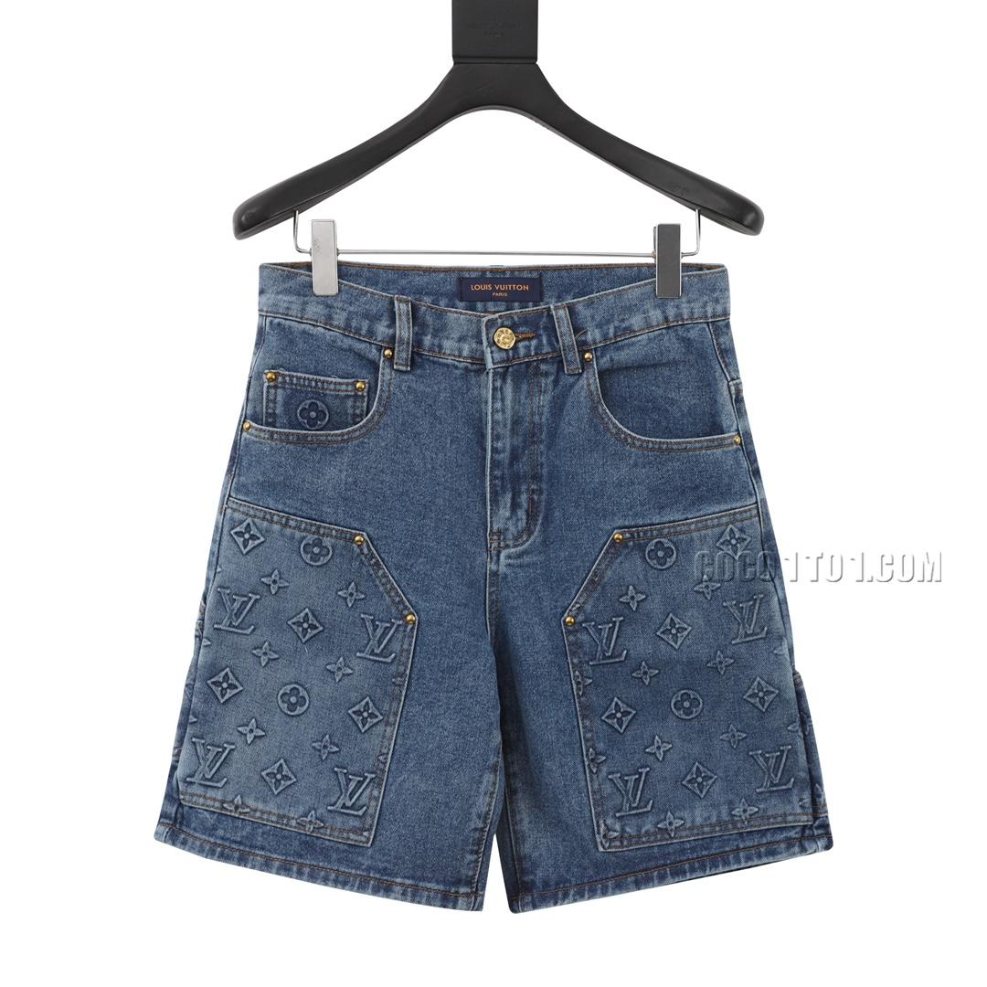 Louis Vuitton Embossed Monogram Workwear Denim Shorts