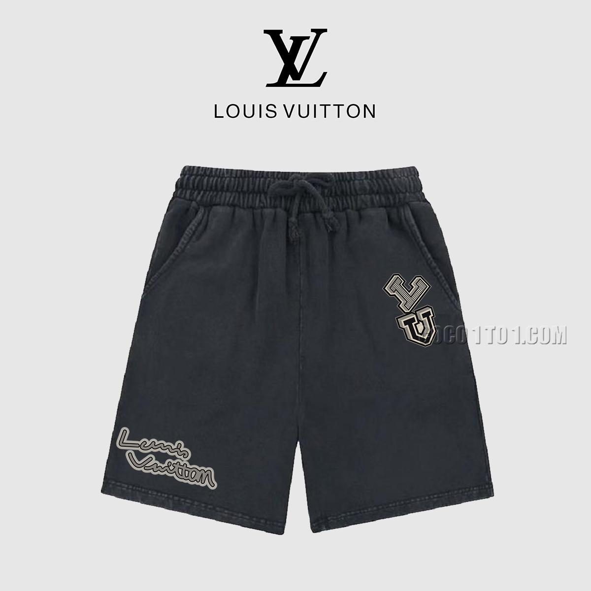 Louis Vuitton Spring/Summer New Vintage American Acid Washed Distressed Printed Denim Shorts
