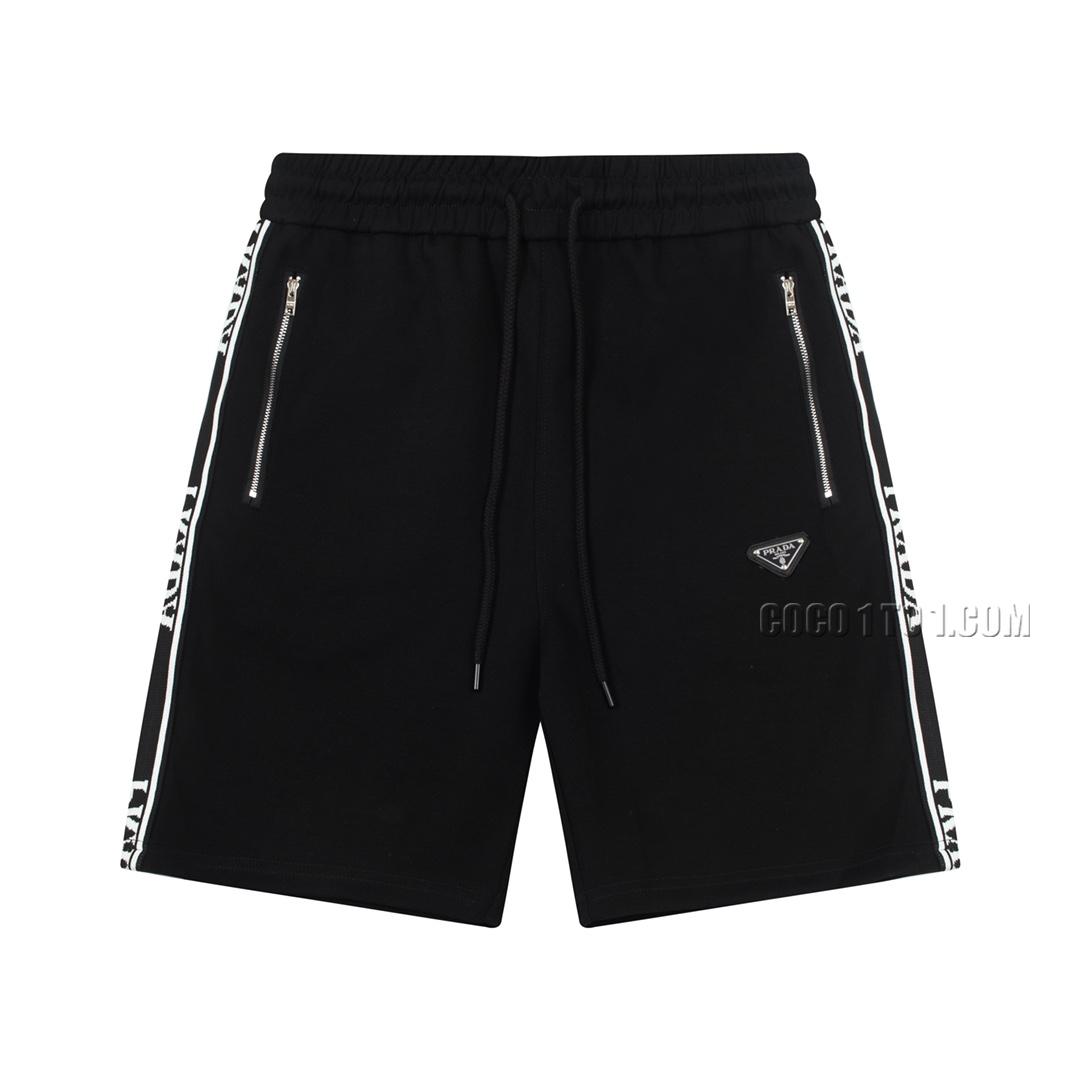 Prada Triangle Logo Silver Zipper Logo Printed Five Shorts
