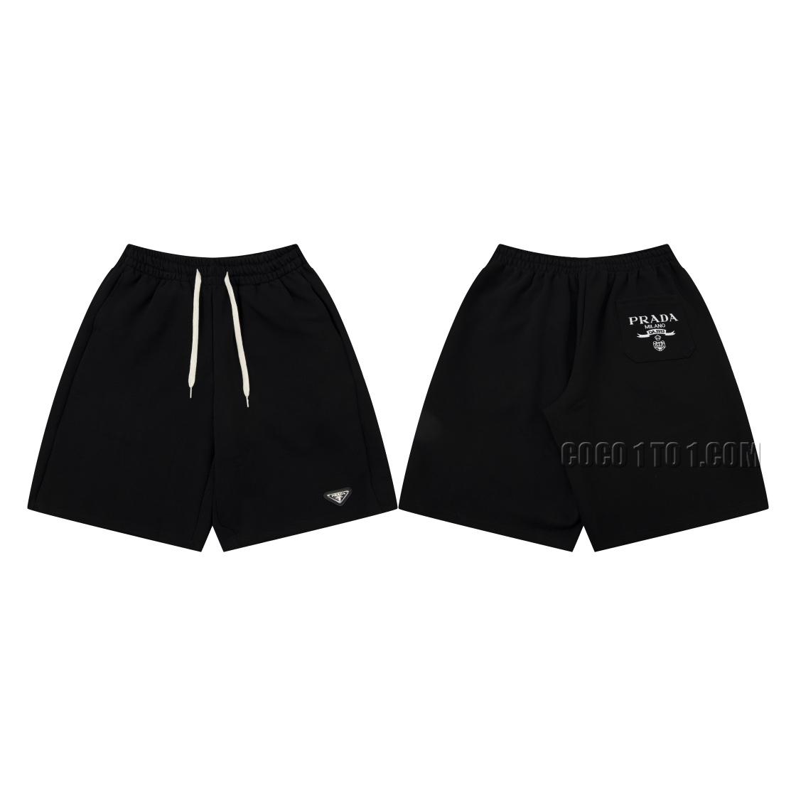 Prada Classic Metal Triangle Logo Letter Leather Label Casual Couple Embroidered Five Shorts