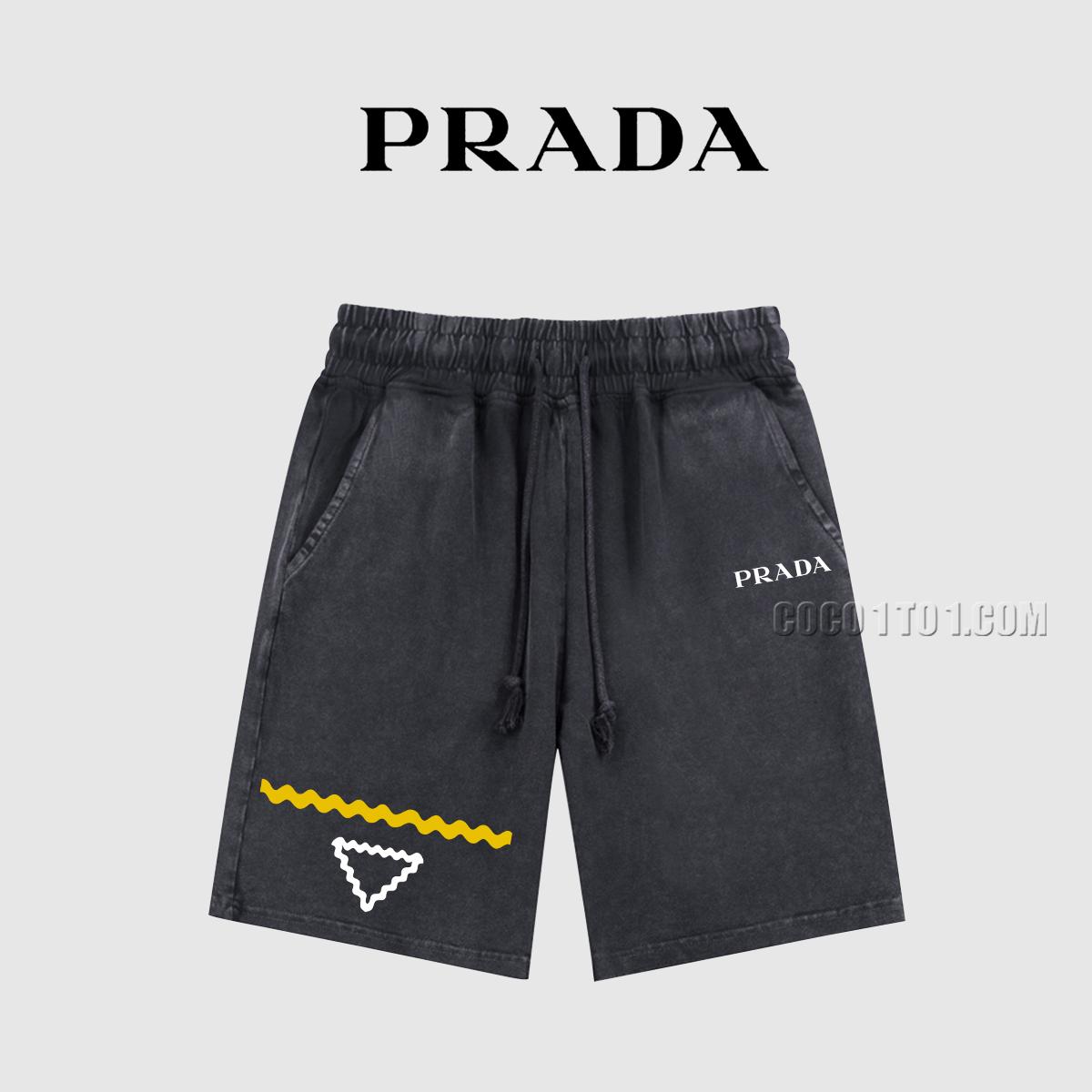 Prada Spring/Summer New American Acid Wash Vintage Distressed Printed Washed Shorts