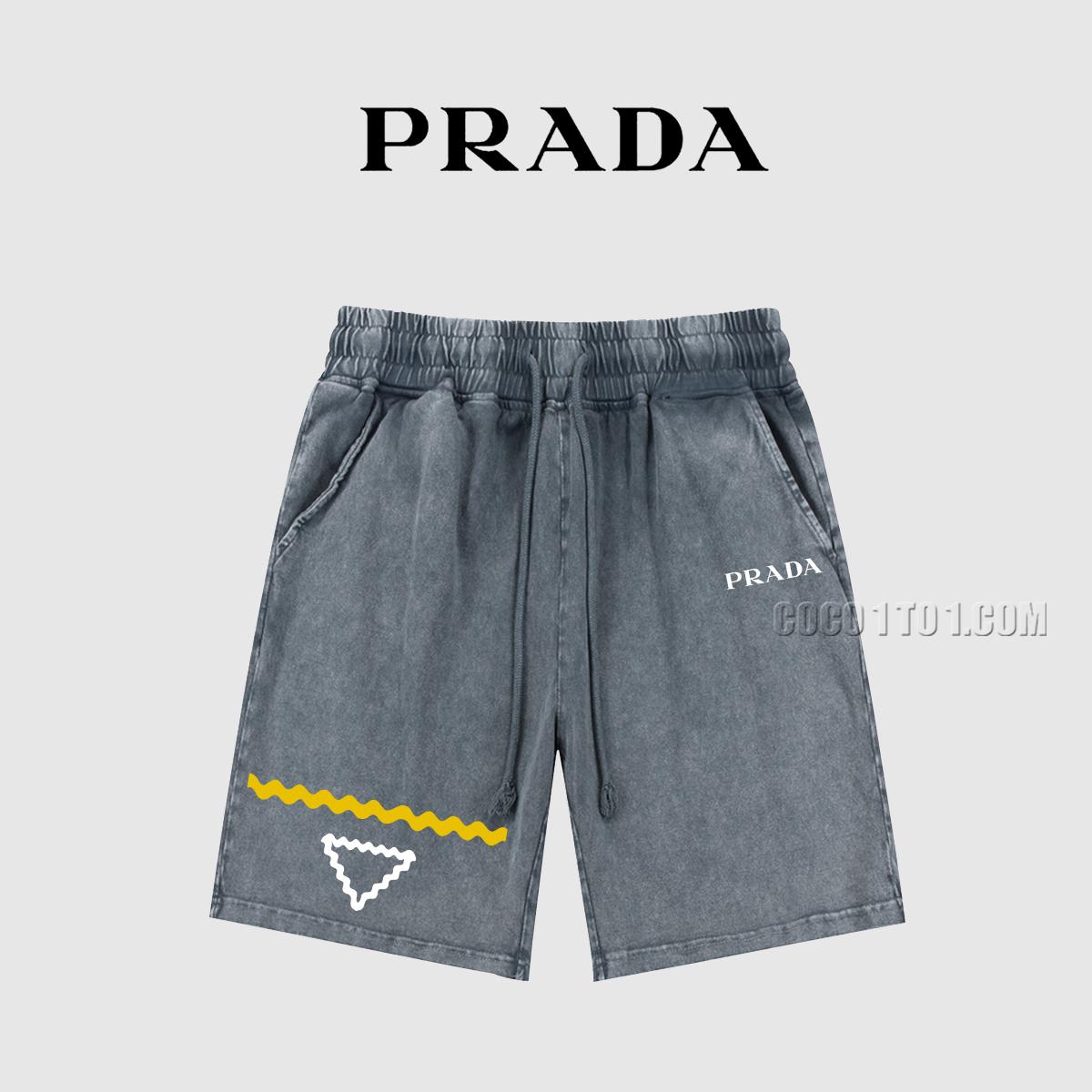 Prada Spring/Summer New American Acid Wash Vintage Distressed Printed Washed Shorts