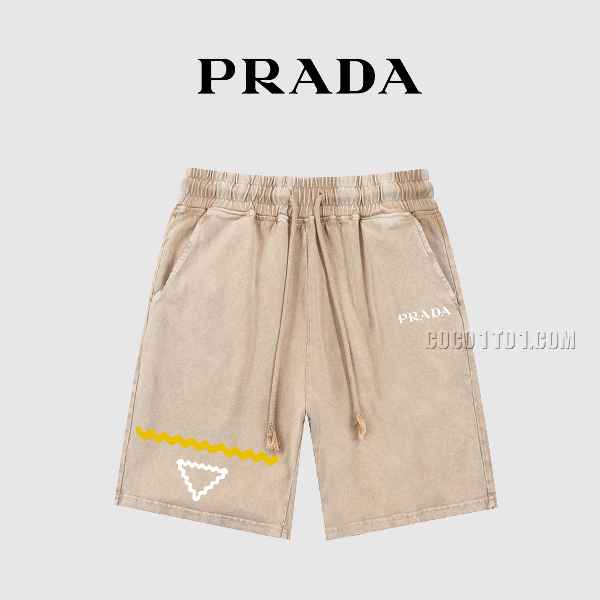 Prada Spring/Summer New American Acid Wash Vintage Distressed Printed Washed Shorts