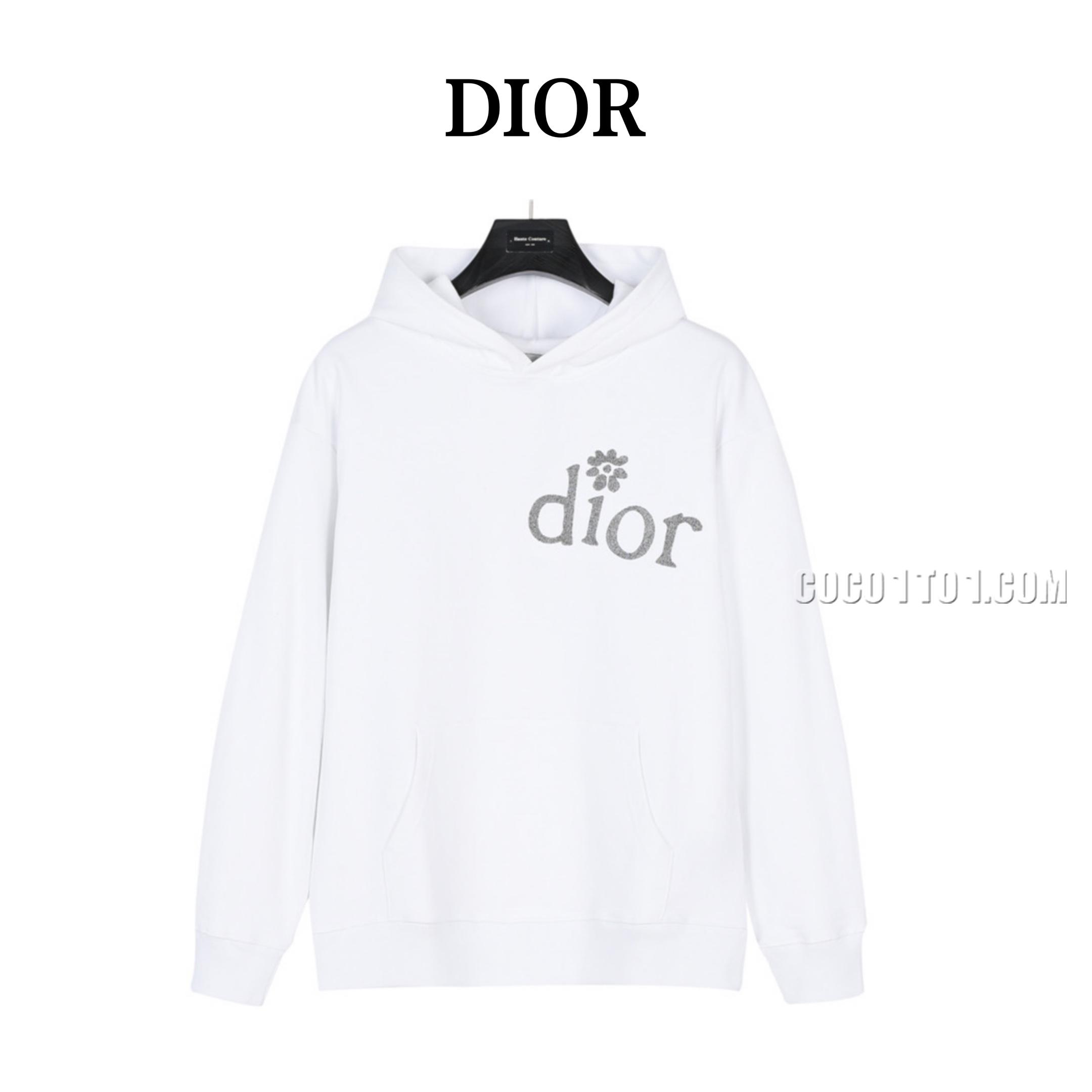 Dior x ERL Collaboration Embroidered Floral Letter Cotton Hoodie N42901