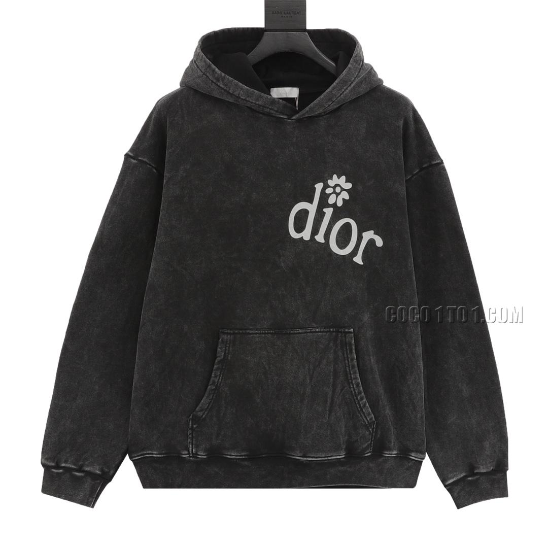 Dior Chest Small Flower Logo Stone Washed Hoodie N42901