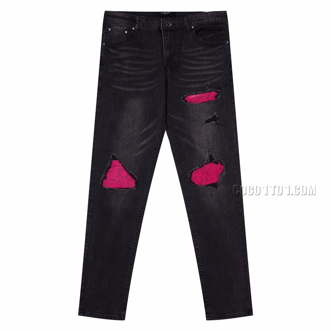 Amiri Ink Splash Stud White Diamond Washed Distressed High Street Slim-fit Jeans N42501