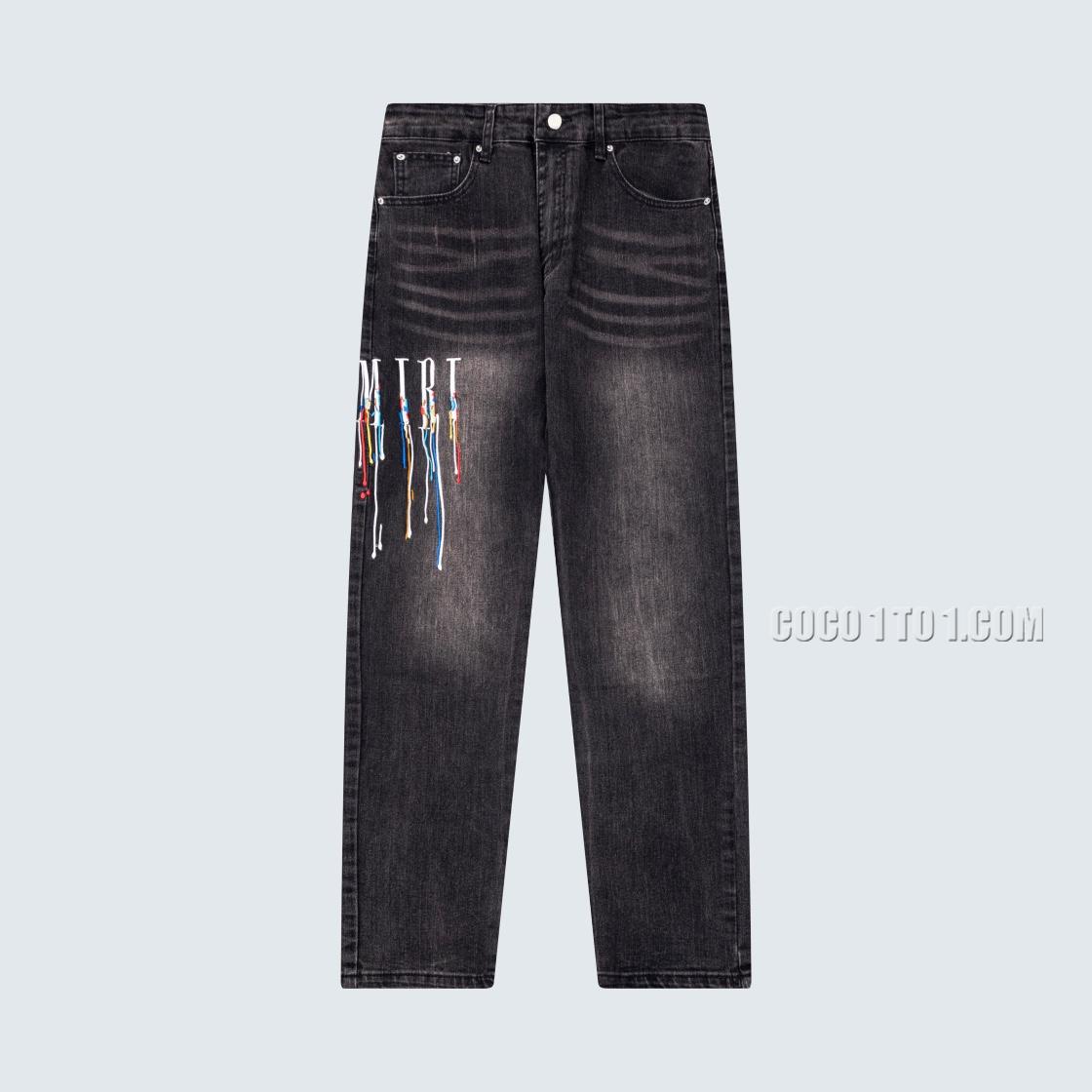 Amiri Embroidered Letter Ink Splatter Jeans N42501