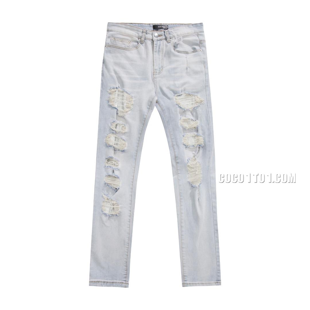 Amiri Blue Ironing Drill Ripped Jeans N42501