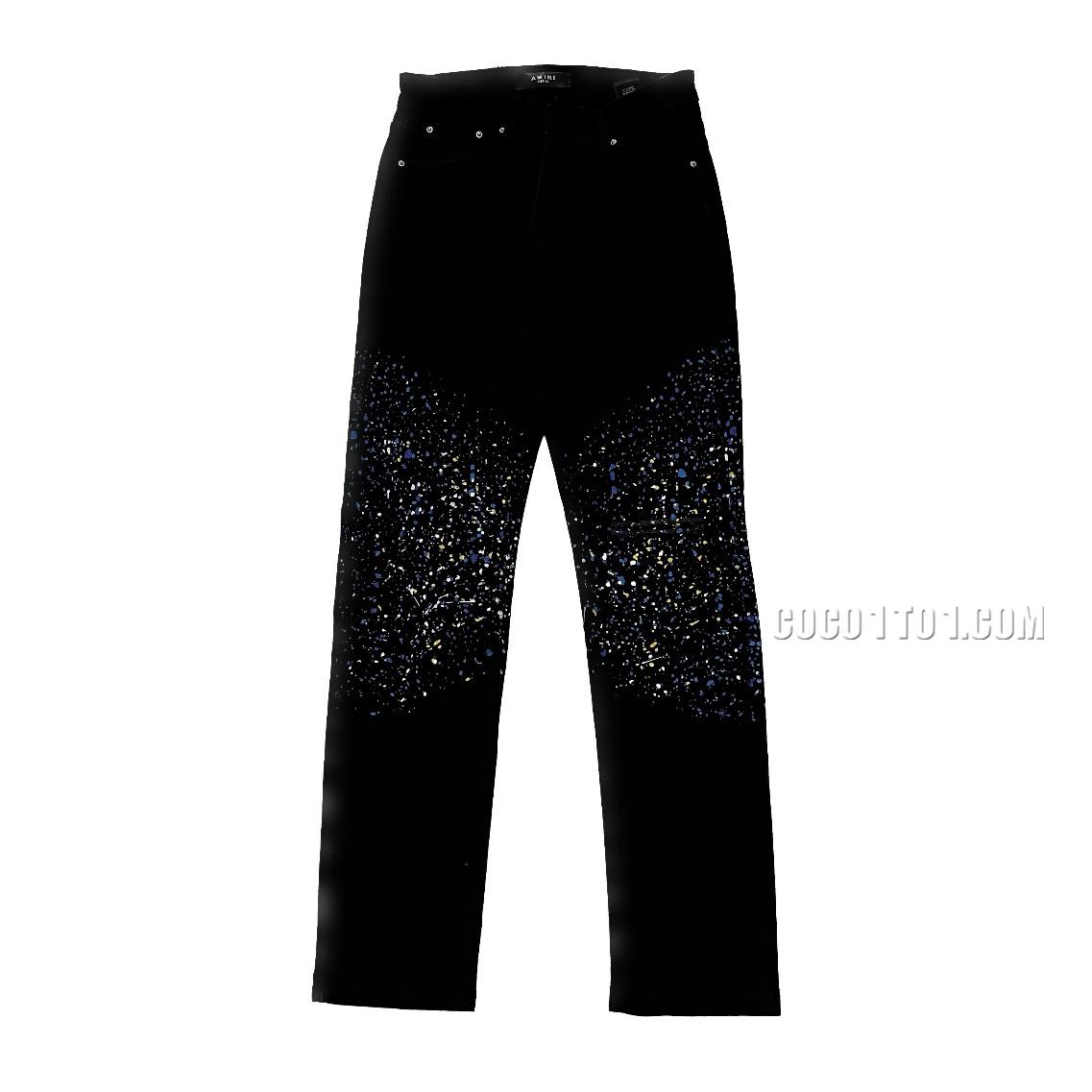 Amiri MX1 High Street Slim Fit Elastic Washed Blade Cut Broken Hole Jeans N42501
