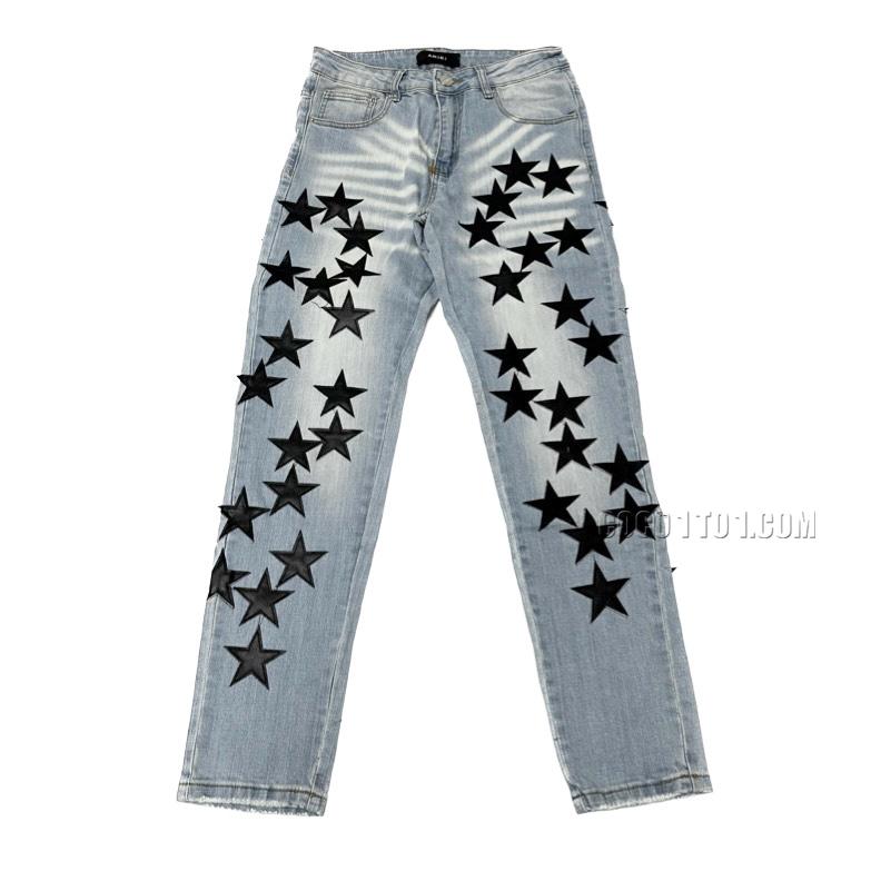 Amiri MX1 High Street Slim Fit Elastic Washed Blade Cut Broken Hole Jeans N42501