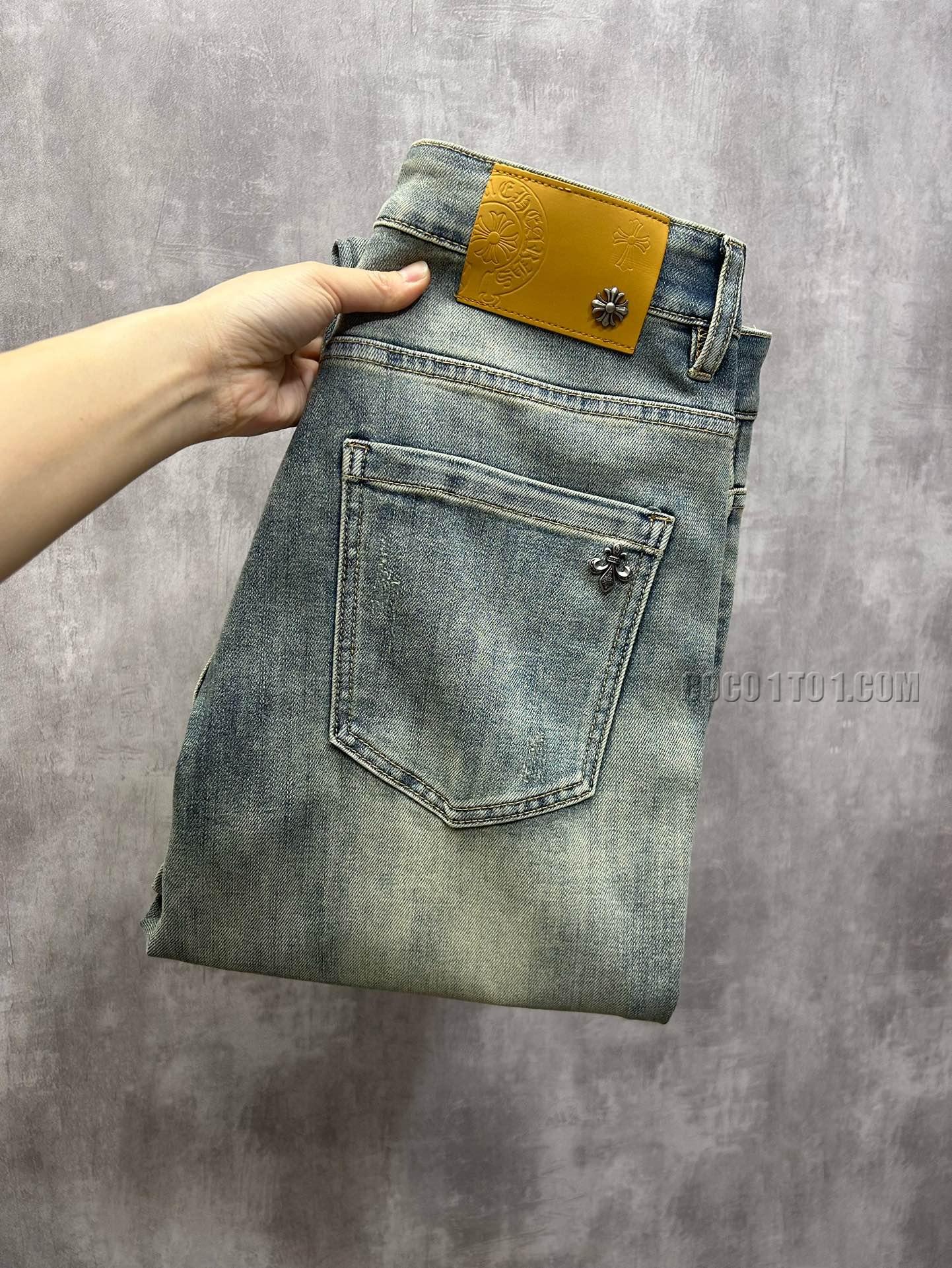 Chrome Hearts New Heavy Duty Vintage Metal Logo Washed Straight Jeans N42501
