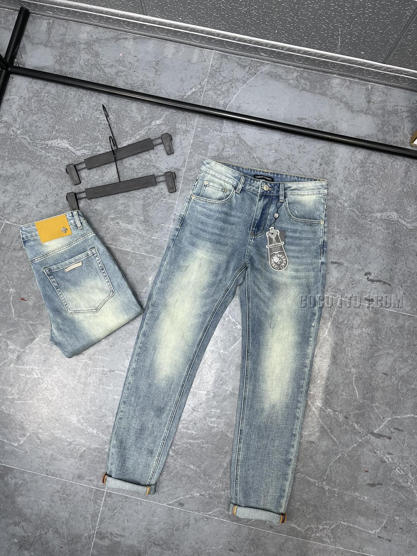 Chrome Hearts New Heavy Duty Vintage Metal Logo Washed Straight Jeans N42501