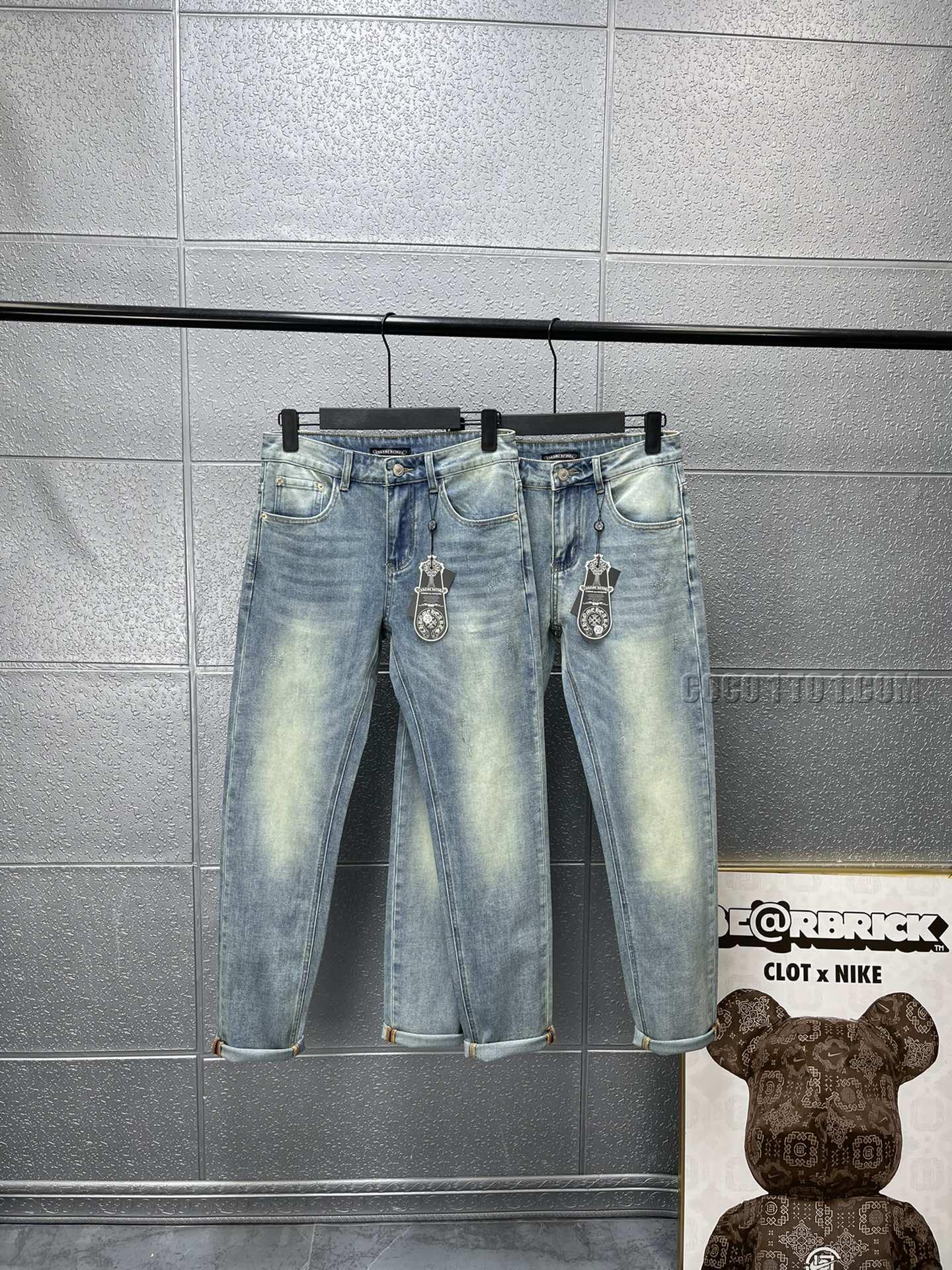 Chrome Hearts New Heavy Duty Vintage Metal Logo Washed Straight Jeans N42501