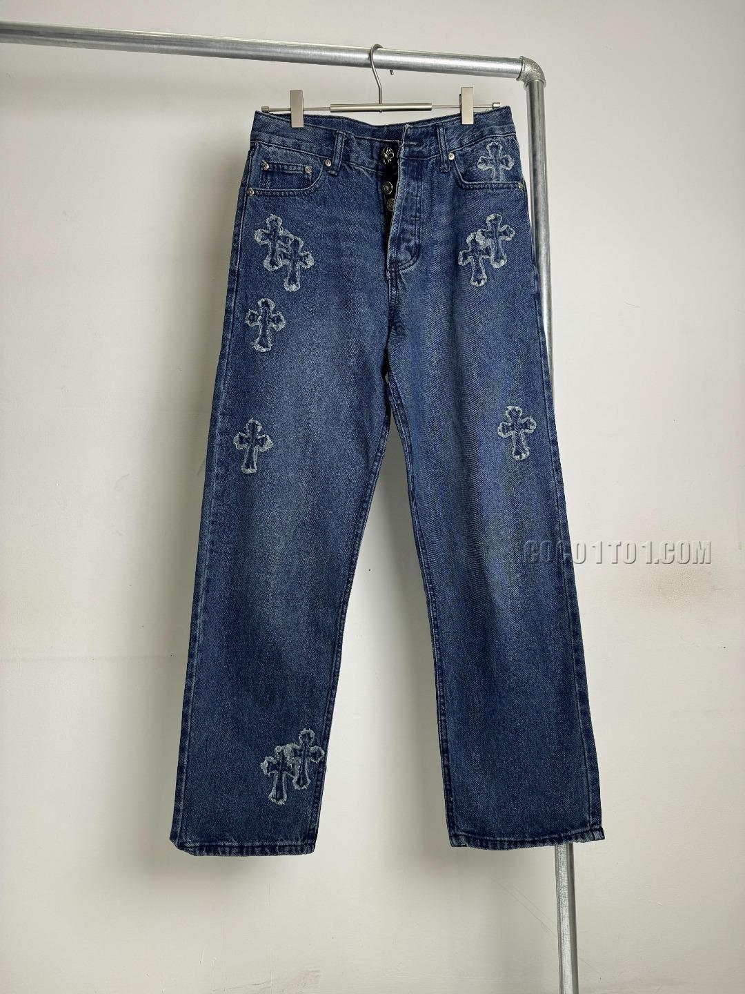 Chrome Hearts Cross Patchwork and Fringes Jeans N42501