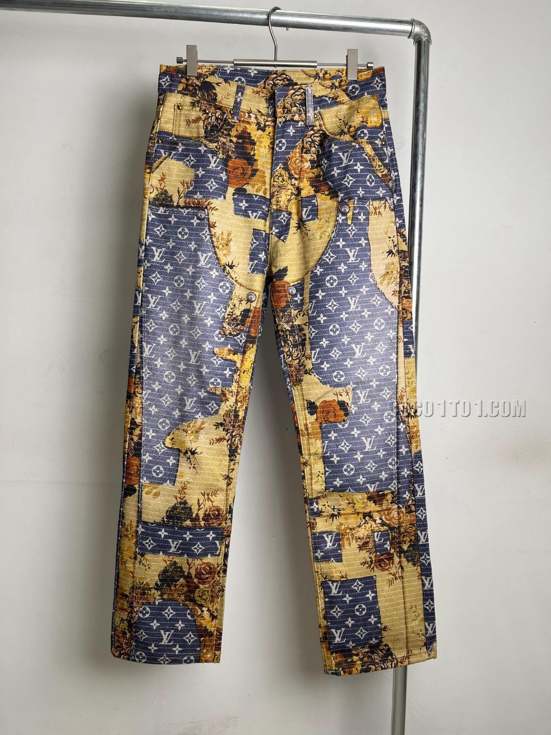 Louis Vuitton Printed Patchwork Flared Boro Jeans N42501