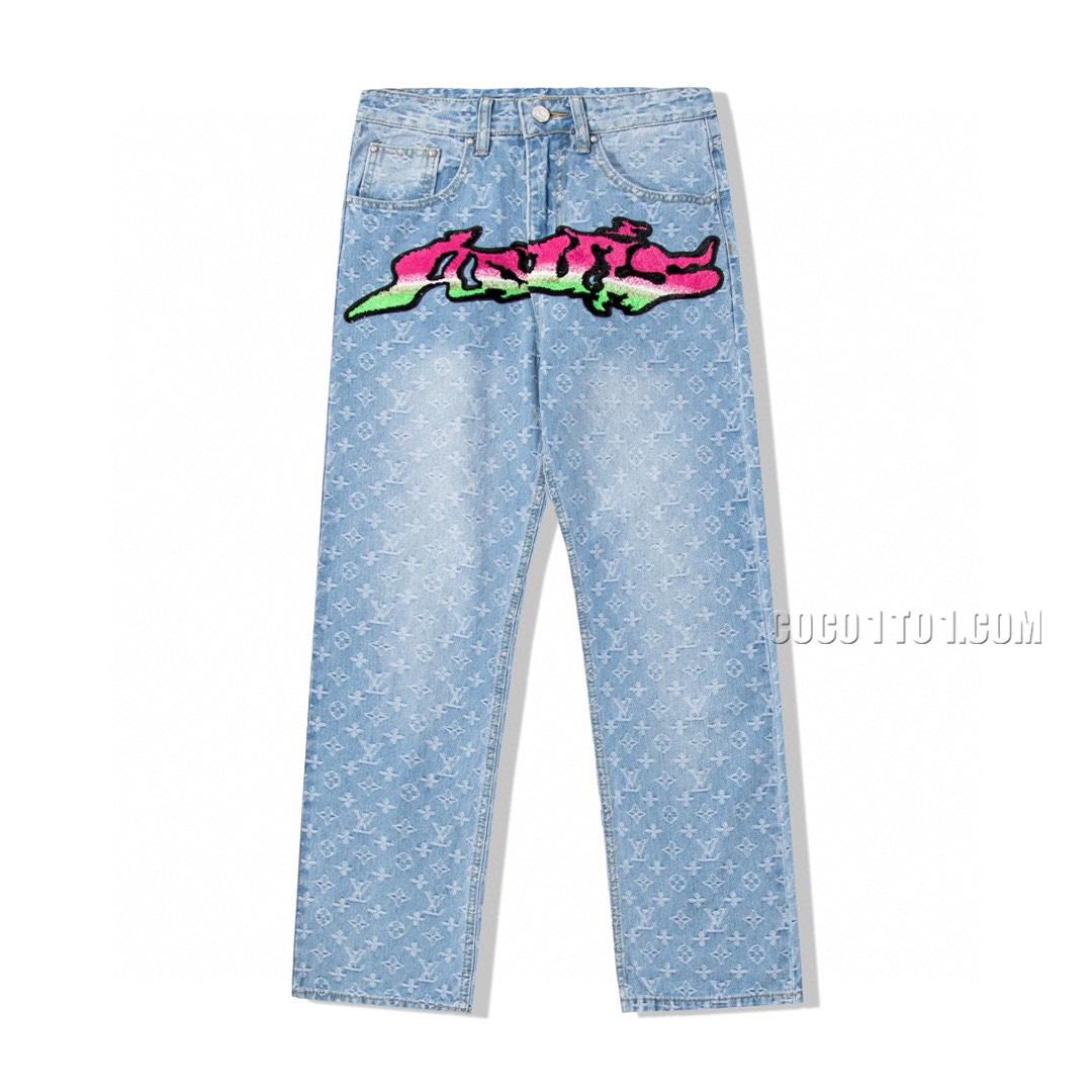 Louis Vuitton FW Logo Graffiti Vintage Jeans N42501