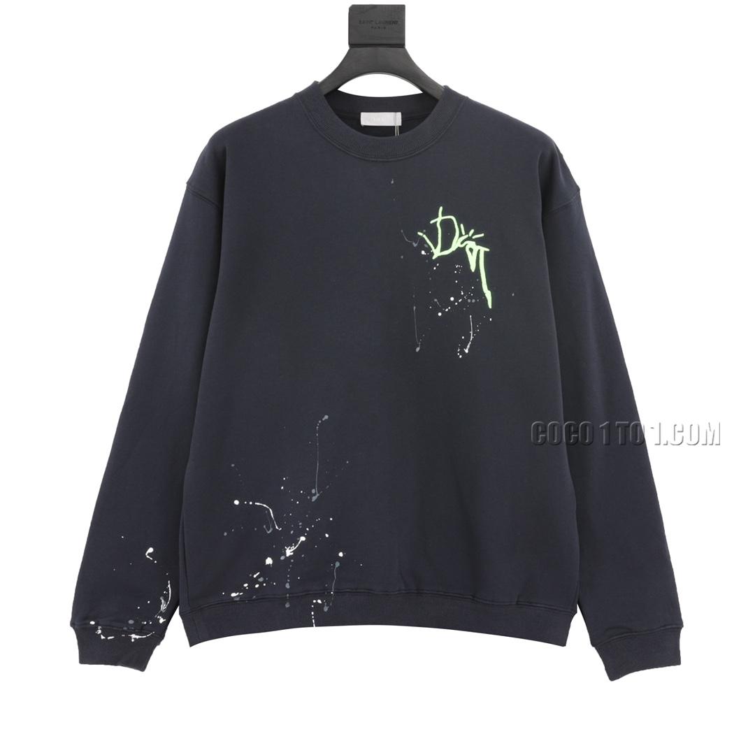 Dior Ink Splatter Embroidered Logo Crewneck Sweatshirt N42901