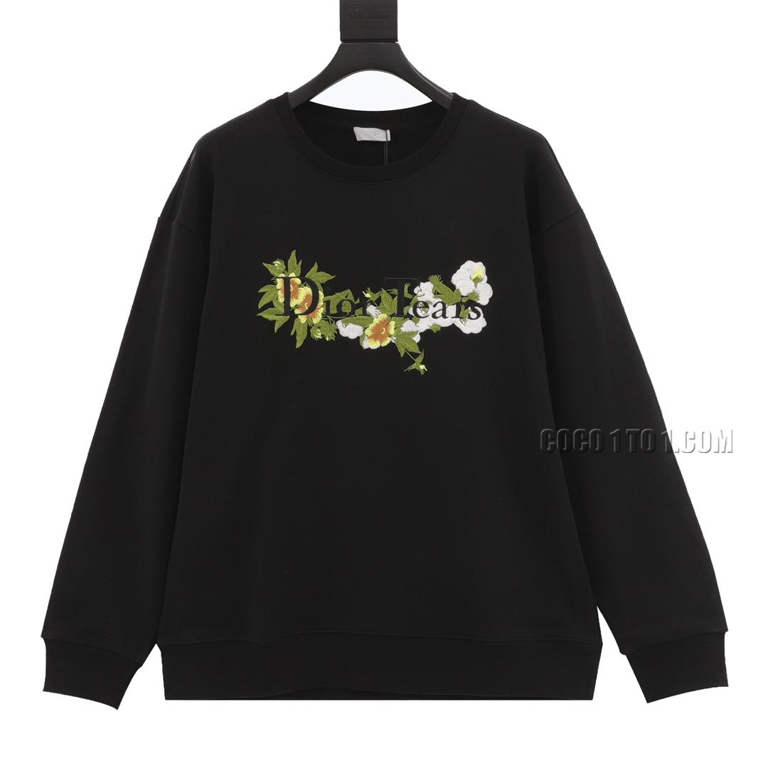 Dior x TEARS Collaboration Embroidered Cotton Letter Pattern Crewneck Sweatshirt N42901