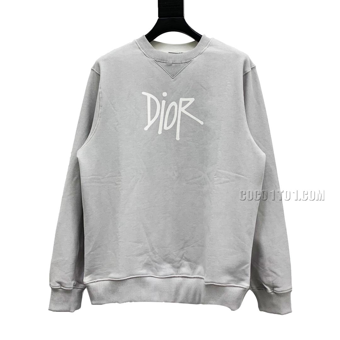 Dior x Stussy Logo Print Long Sleeve Crewneck Sweatshirt N42901