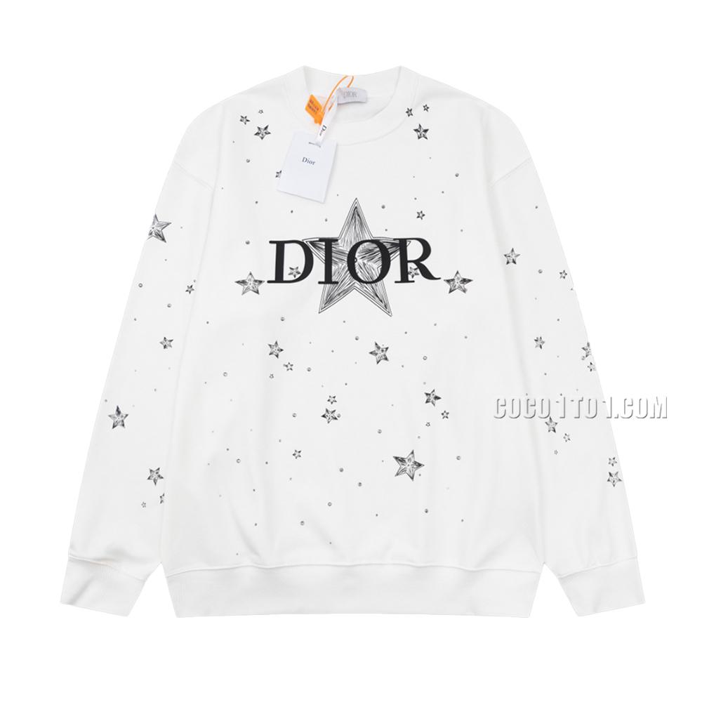 Dior Five-pointed Star Print Full Star Crystal Crewneck Sweatshirt N42901