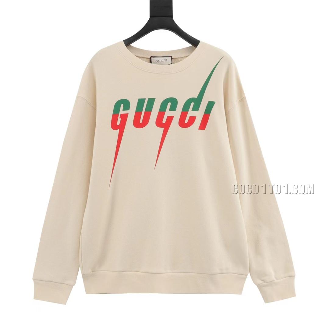 Gucci Lightning Logo Print Crewneck Sweatshirt N42901