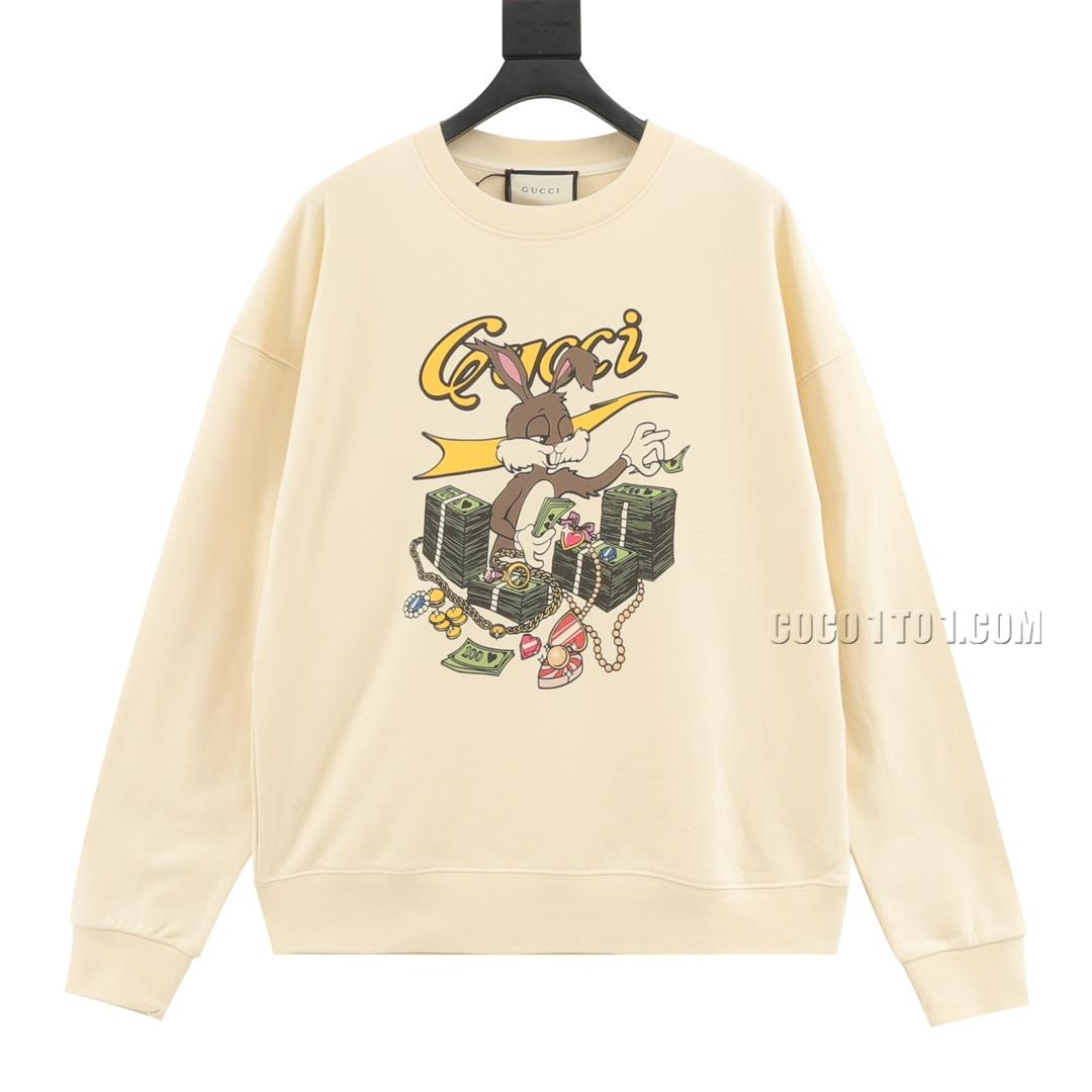 Gucci Dollar Sign Rabbit Print Crewneck Sweatshirt N42901