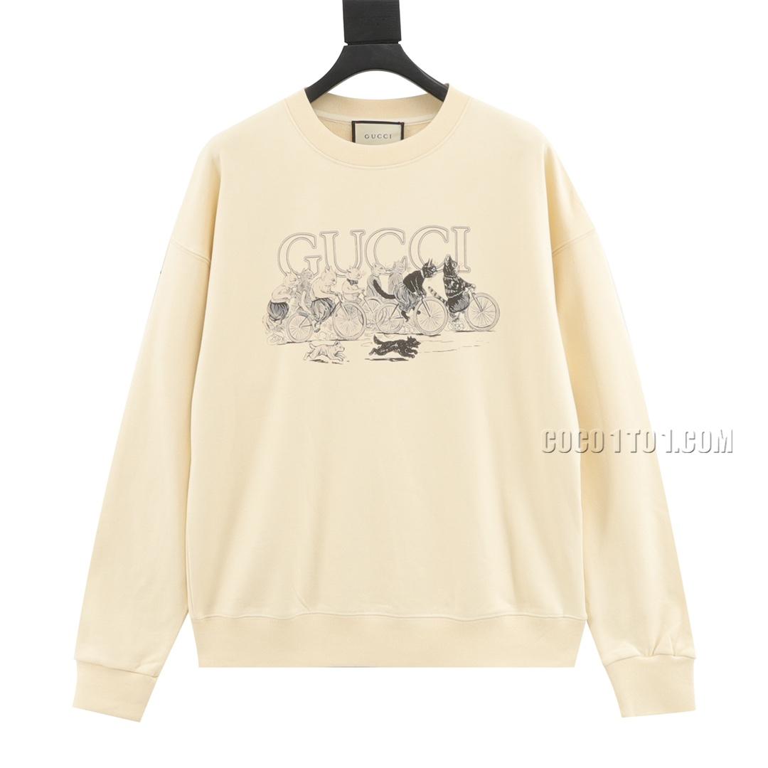 Gucci Bicycle Cat Print Crewneck Sweatshirt N42901