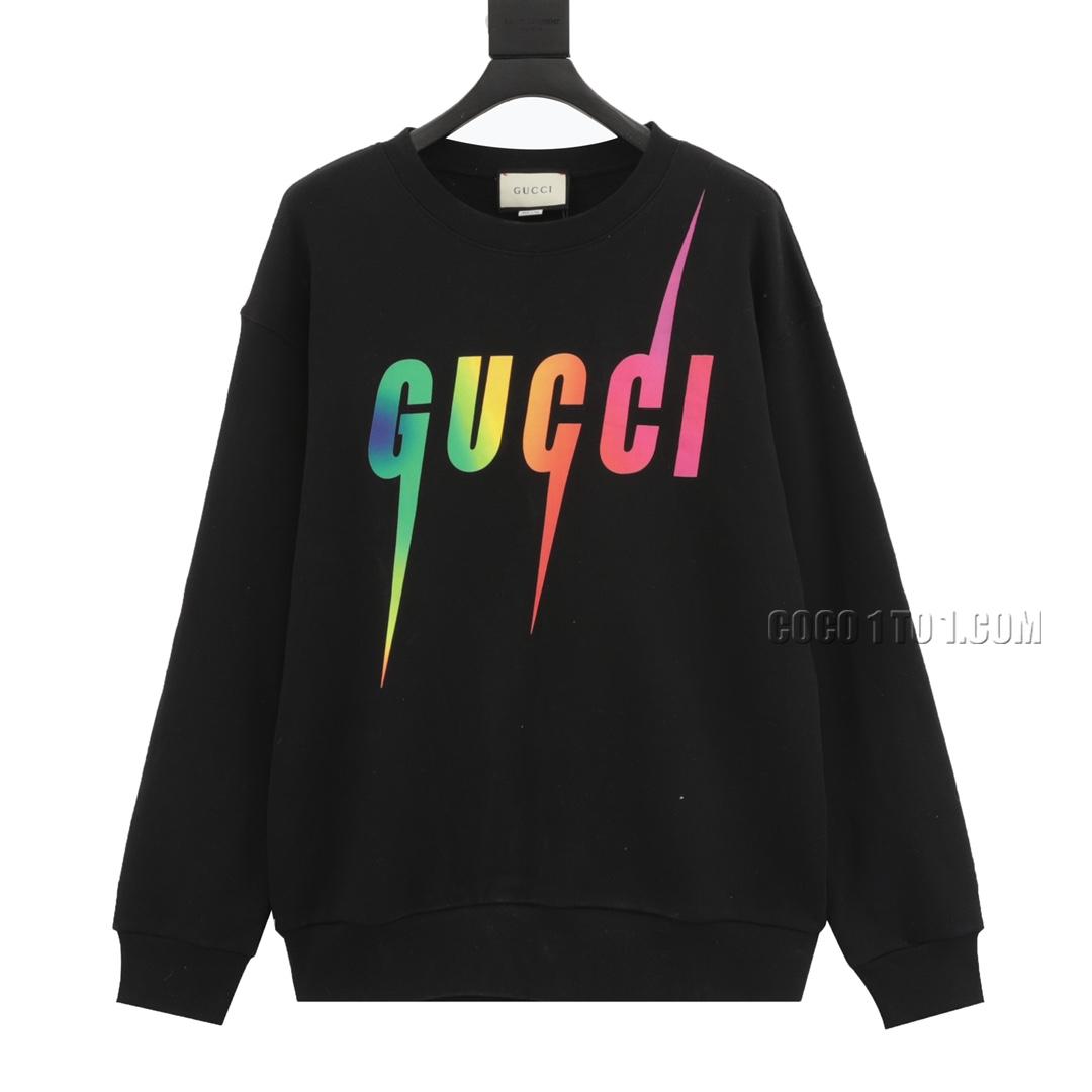 Gucci Lightning Logo Print Crewneck Sweatshirt N42901