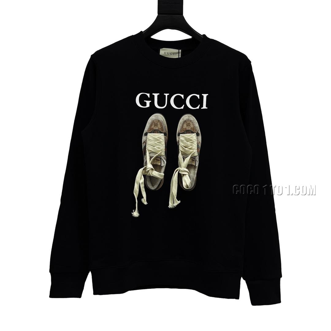 Gucci Dirty Shoes Letter Logo Print Crewneck Sweatshirt N42901
